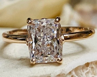 Radiant Cut Moissanite Engagement Ring, Radiant Cut Engagement Ring, Radiant Cut Solitaire, 2.00ct Radiant Cut, Solitaire Engagement Ring