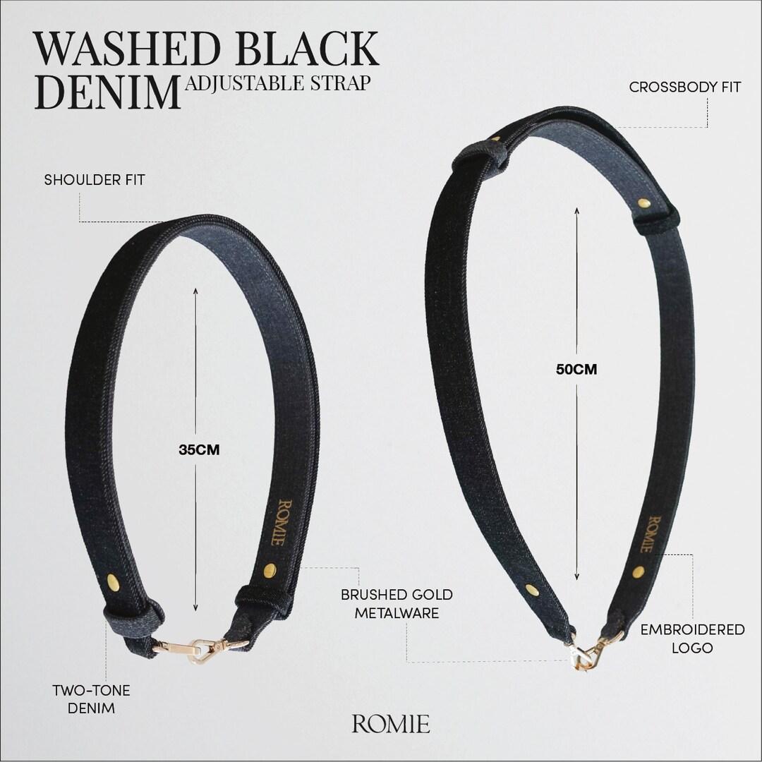 Black Denim Crossbody Bag Straps Adjustable Lengths, Twotone Etsy