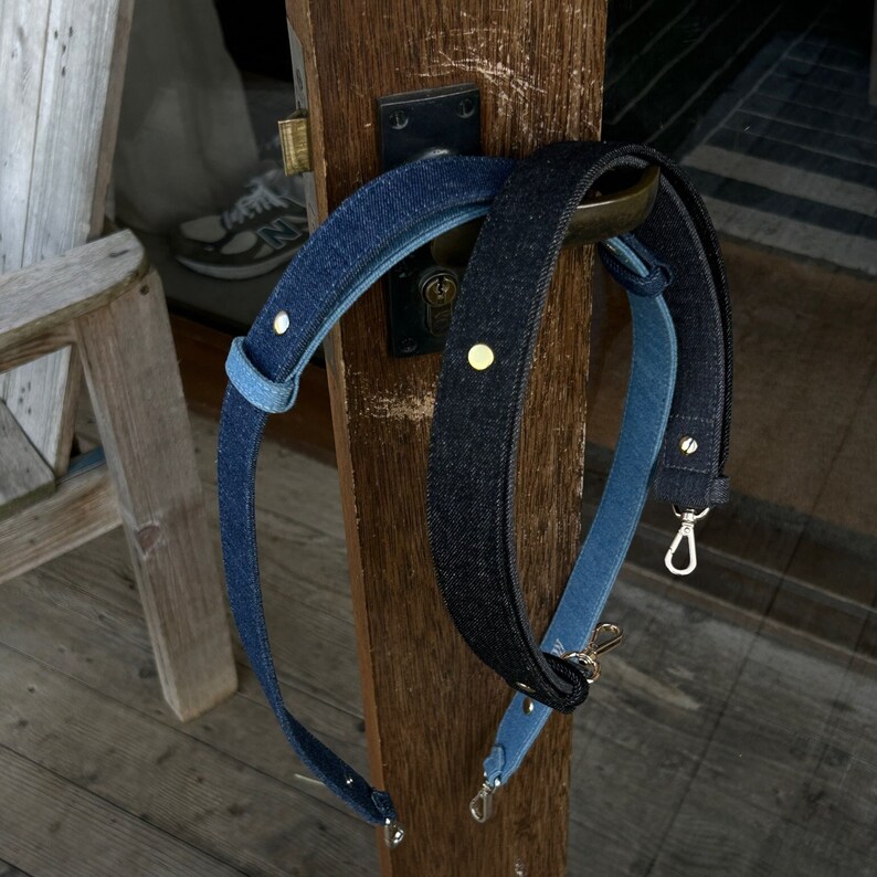 Black Denim Crossbody Bag Straps Adjustable Lengths, Twotone Etsy
