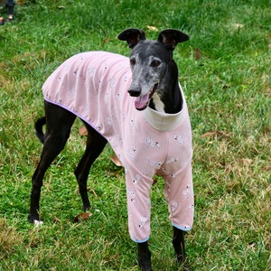 2-Sleeve Style Handmade Cotton Blend Greyhound Pajamas/Doggo Pattern/Pink or Grey