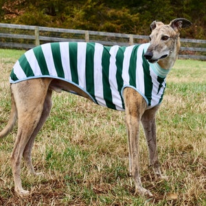 Sleeveless Style Cotton Blend Greyhound Pajamas/Green and White Stripes