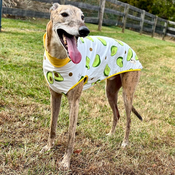 Sleeveless Style Handmade Stretchy Cotton Blend Greyhound Pajamas/Avocado pattern