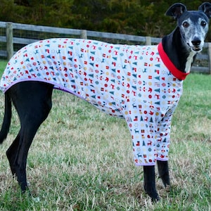 2-Sleeve Style Handmade Stretchy Greyhound Pajamas/Christmas Pattern