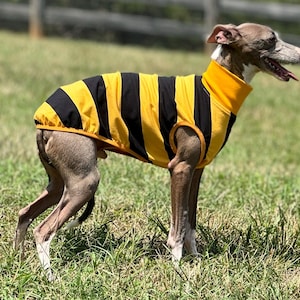 Italian Greyhound Sleeveless Style Handmade Cotton Pajamas/black and yellow bumblebee pattern