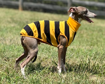 Italian Greyhound Sleeveless Style Handmade Cotton Pajamas/black and yellow bumblebee pattern