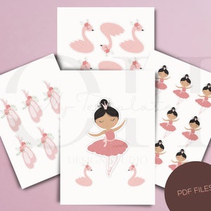 Printable Ballerina Cupcake Topper Birthday Cake Topper Girls - Etsy