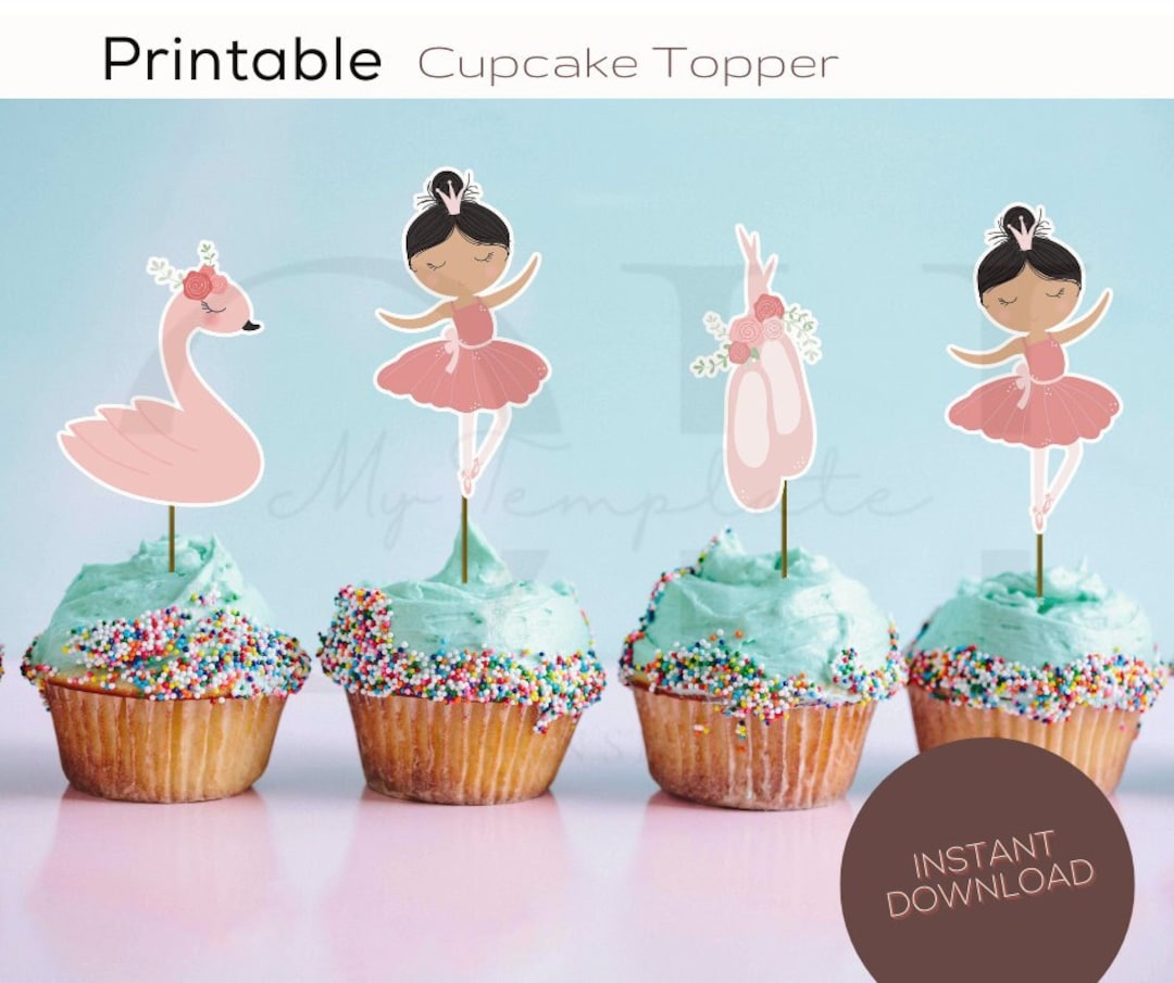 Printable Ballerina Cupcake Topper Birthday Cake Topper Girls - Etsy