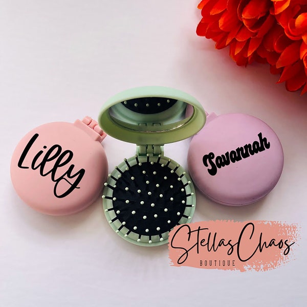 Personalized Mini Hairbrush, Toddler Hairbrush, Christmas Stocking Stuffer