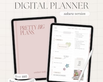 Undated Digital Planner - Pink Sakura Version | Daily, Weekly & Monthly Planner | 2024 2025 Goodnotes Planner | Reusable