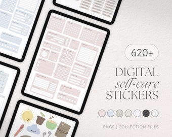 Self Care Digital Stickers, Minimal Aesthetic Stickers for Digital Planners, iPad, Goodnotes, Wellness Digital Stickers, Planner Labels