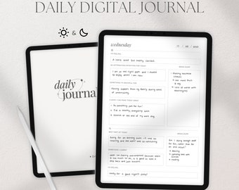 Minimal Digital Journal, iPad Journal, Self Care Journal, Daily Reflection, Mental Health Anxiety Stress Journal, Gratitude Journal