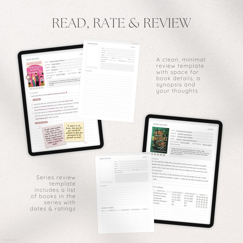 Expanded Digital Reading Journal, Digital Book Planner for iPad Android ...