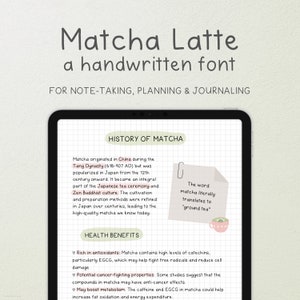 抹茶ラテ手書きフォント、すっきりしたデジタルプランナーフォント、手書きフォント、かわいいフォント、デジタルノートフォント、Goodnotesフォント