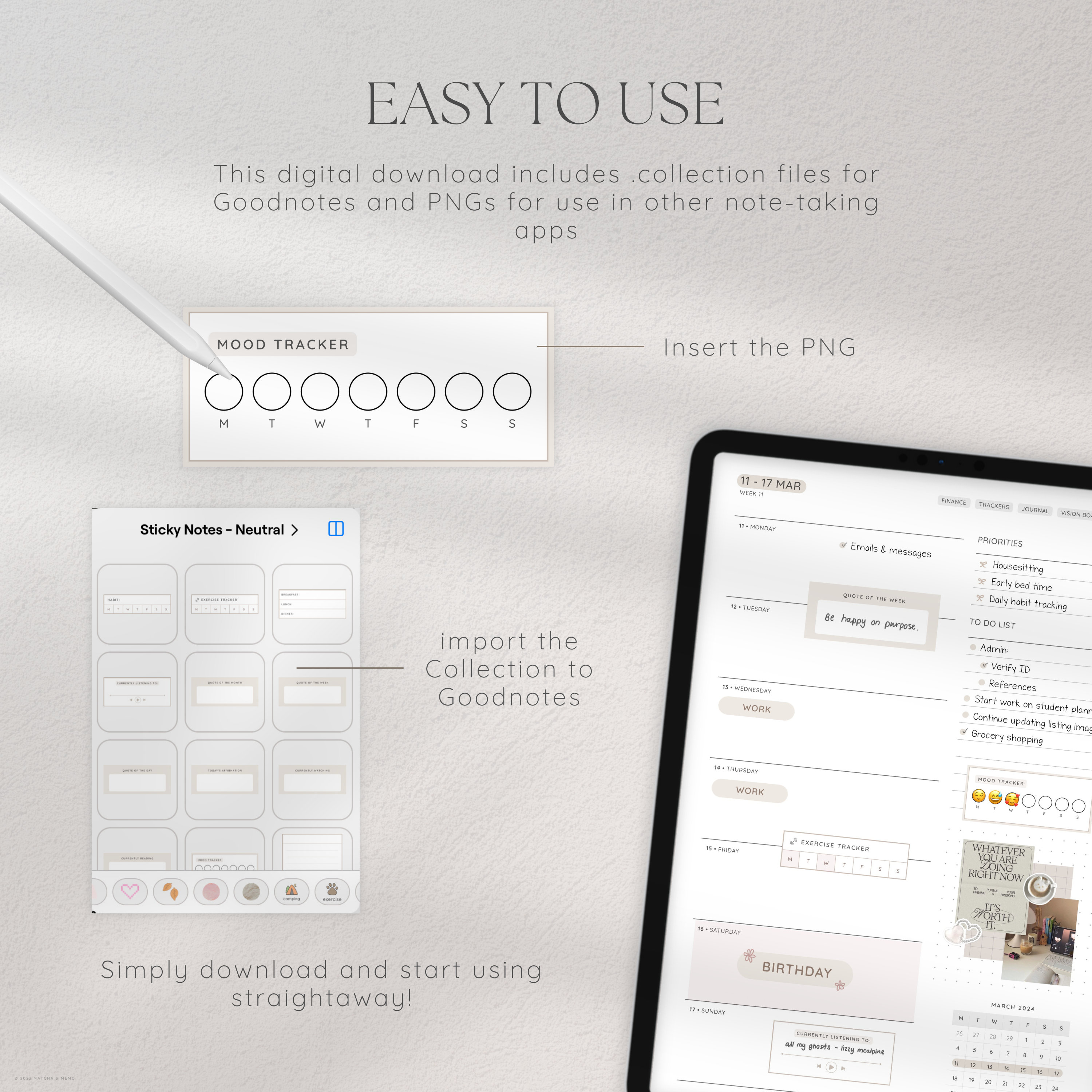 Everyday Digital Stickers for Digital Planners, Goodnotes PNG Stickers ...