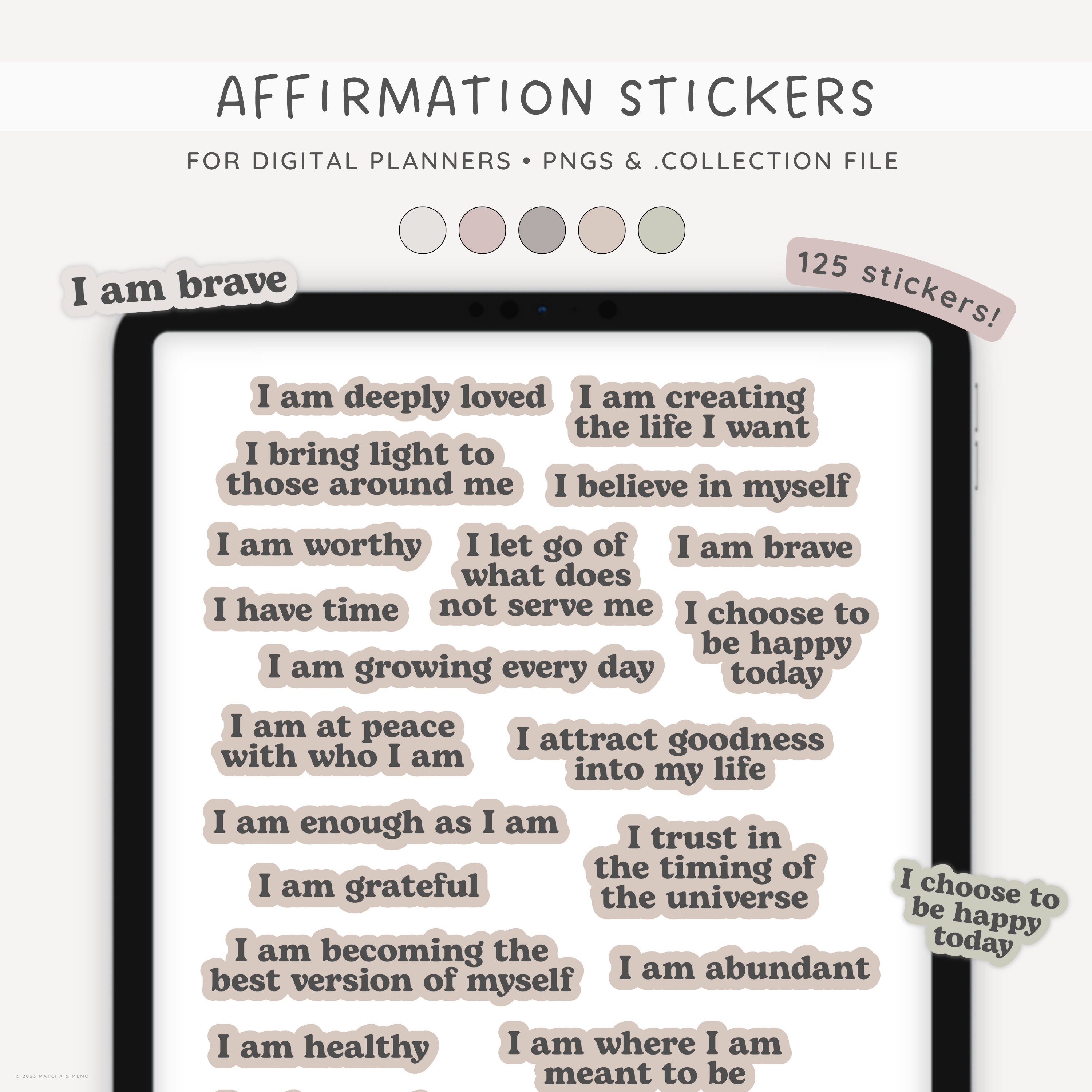 Affirmation Stickers for Planners and Journals Positive Encouragement Gift  Sticker Set I AM 