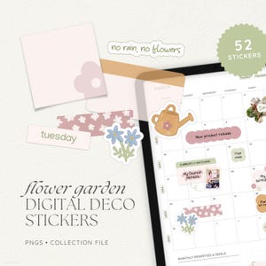 Blumen Garten Digital Deco Stickers | Frühling Floral ästhetische Aufkleber für digitale Planer | Goodnotes Elements | iPad Sticker
