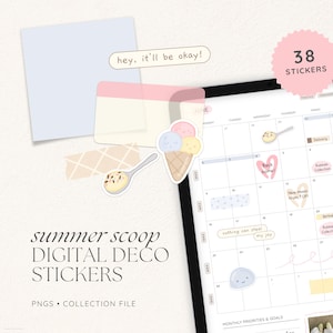 Summer Digital Stickers for Digital Planners, Cute Stickers for Digital Planners, Goodnotes Elements, Stickers for Digital Journaling