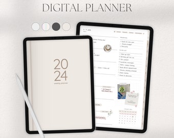 2024 Weekly Digital Planner | Monthly & Weekly Planner | Dated Goodnotes Planner | Self-Care, Habit, Finance, Fitness | + Daily Templates