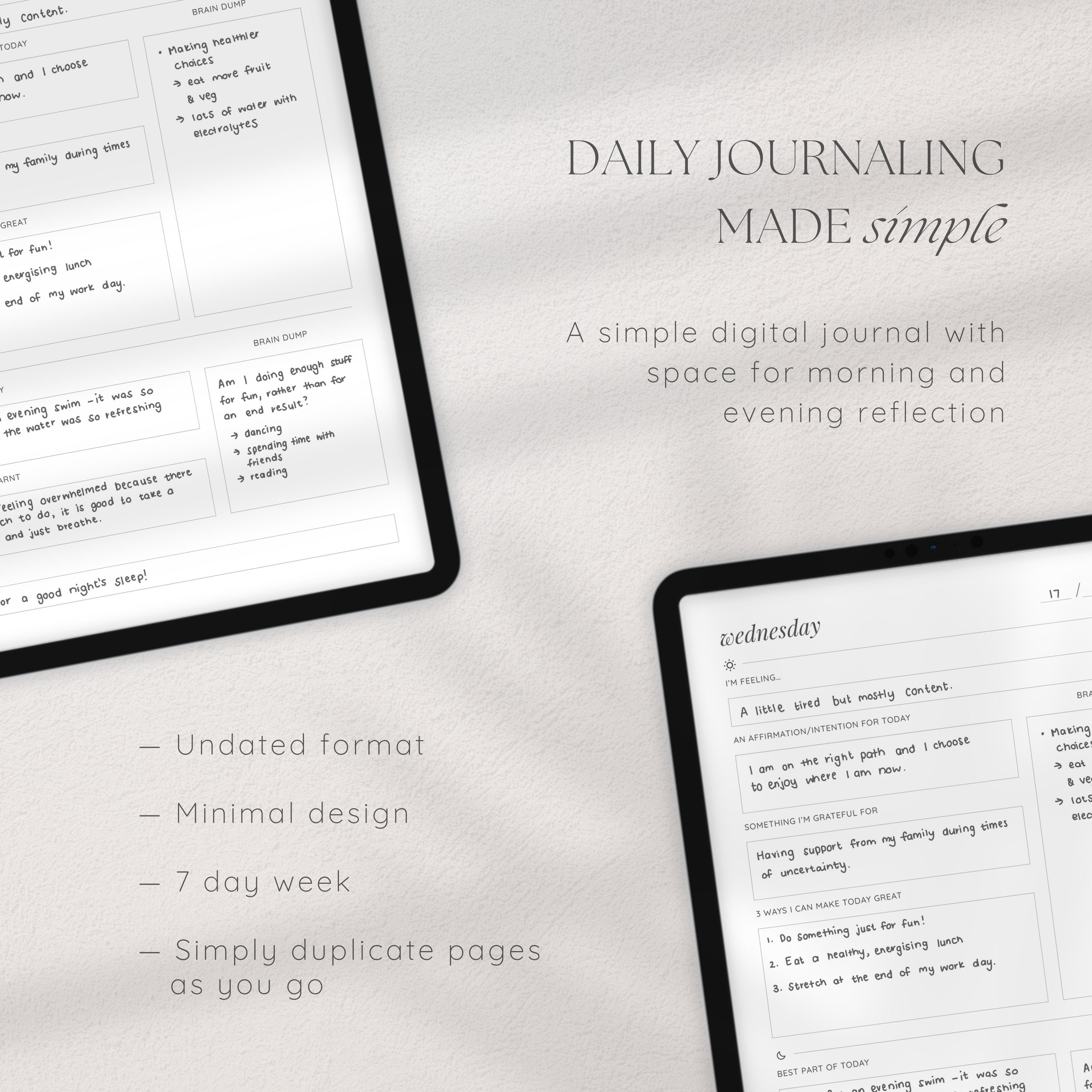 Minimal Digital Journal, iPad Journal, Self Care Journal, Daily ...