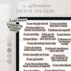 Affirmation Digitale Aufkleber, Positive Planer Aufkleber, Goodnotes Aufkleber, Positivität Aufkleber, Tägliche Affirmationen, Neutrale Farben
