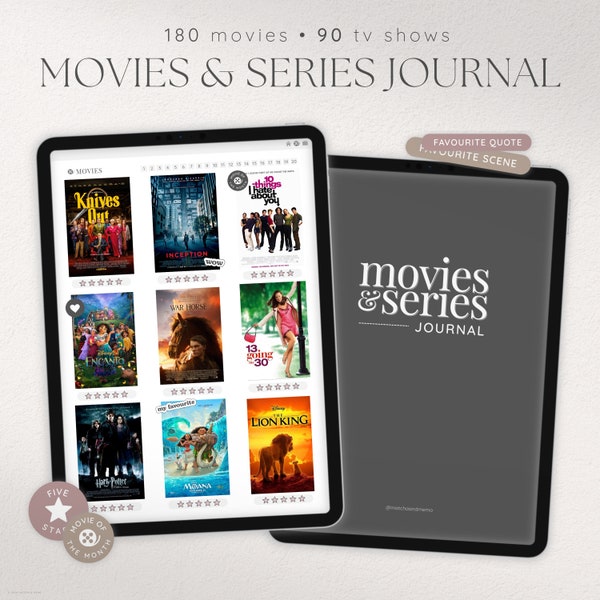 Digital Movies & Series Journal, Digital Movie TV Show Planner, Movie TV Show Review Template, Digital Film Tracker, Digital TV Show Tracker