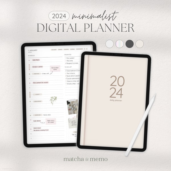 2024 Digital Planner | Monthly Weekly & Daily Planner | Dated Goodnotes Planner | Self-Care, Habit, Finance, Fitness | Notability Planner