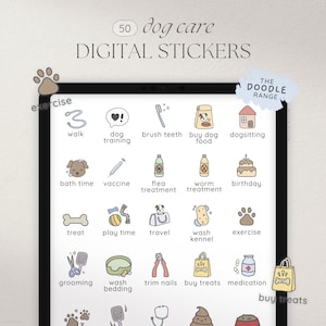 Dog Care Digital Stickers, Pet Care Stickers for Digital Planners, Goodnotes Elements, Dog Owner Stickers, Pet Planner Stickers