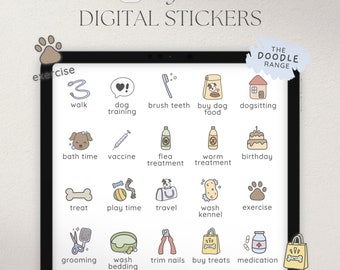 Dog Care Digital Stickers, Pet Care Stickers for Digital Planners, Goodnotes Elements, Dog Owner Stickers, Pet Planner Stickers