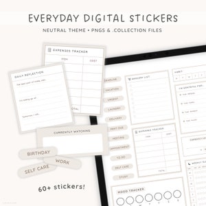 Everyday Digital Stickers, Goodnotes Stickers, Digital Planner Stickers, Neutral Colour