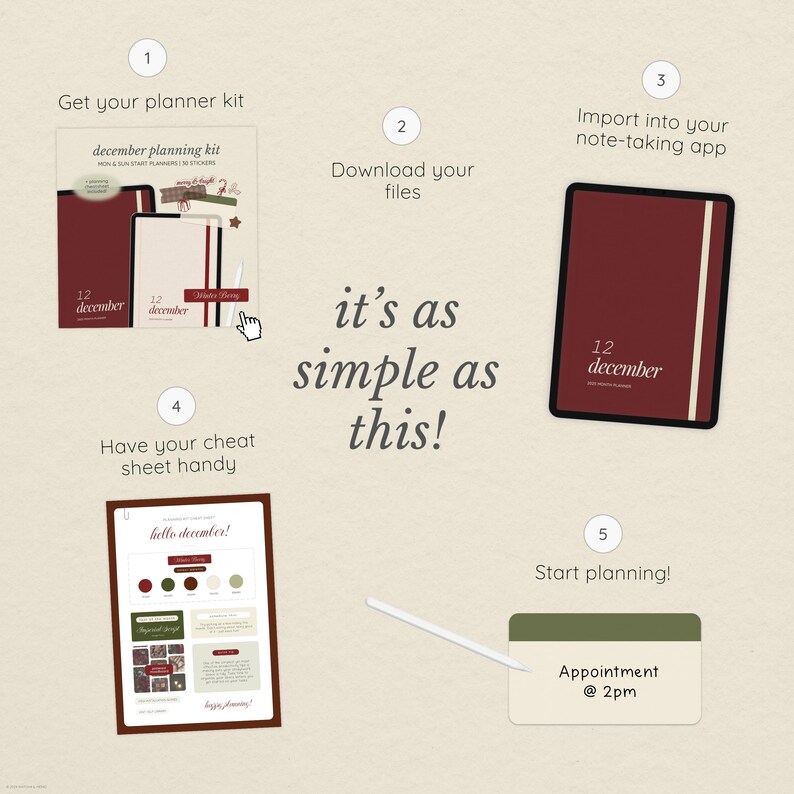 December 2025 Digital Planner for Goodnotes: Hyperlinked, Christmas Themed Stickers Included (PDF & PNG Download) image 8