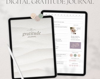 Digital Gratitude Journal, Daily Gratitude Journal, Gratitude Journal for iPad, Undated Goodnotes Journal, Self Care Journal, Mood Tracker