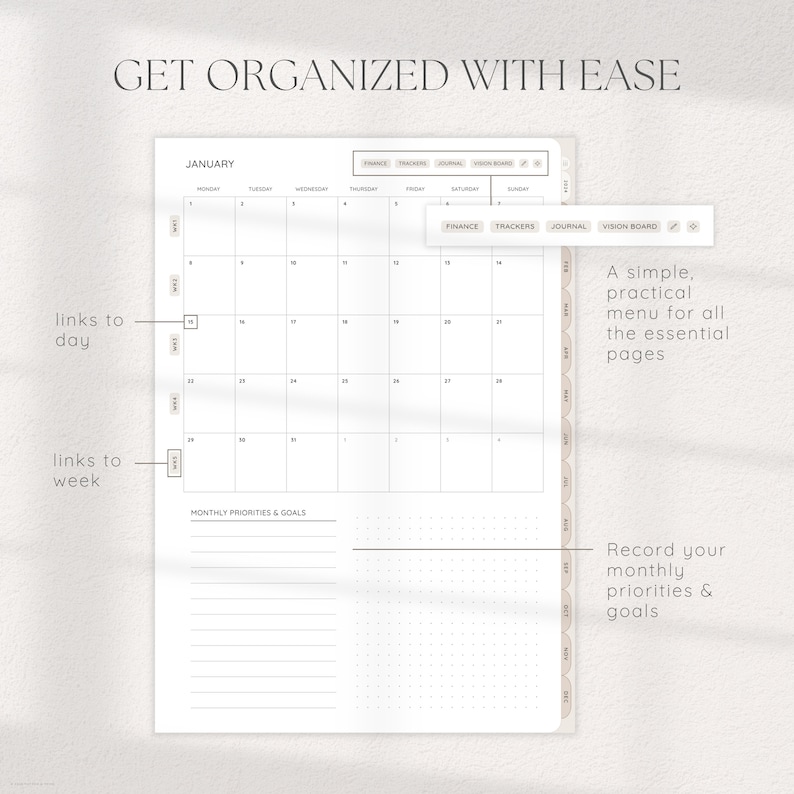 2024 Digital Planner Monthly Weekly & Daily Planner Dated Goodnotes Planner Self-Care, Habit, Finance, Fitness Notability Planner zdjęcie 4