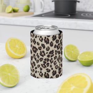 Leopard Print Can Cooler | Neoprene Beverage Sleeve, Animal Print