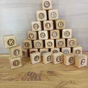 Wooden Block Set with Letters and Numbers