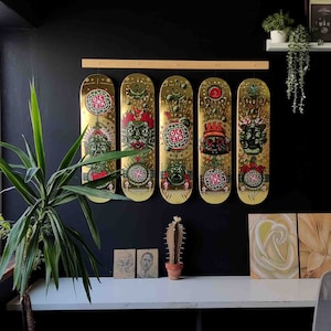 skateboard, arte di skateboard, Arredamento, Arte della parete di skateboard, Regalo, arte del ponte di skateboard, poster di skateboard, Decorazione urbana, Estetica, Oro