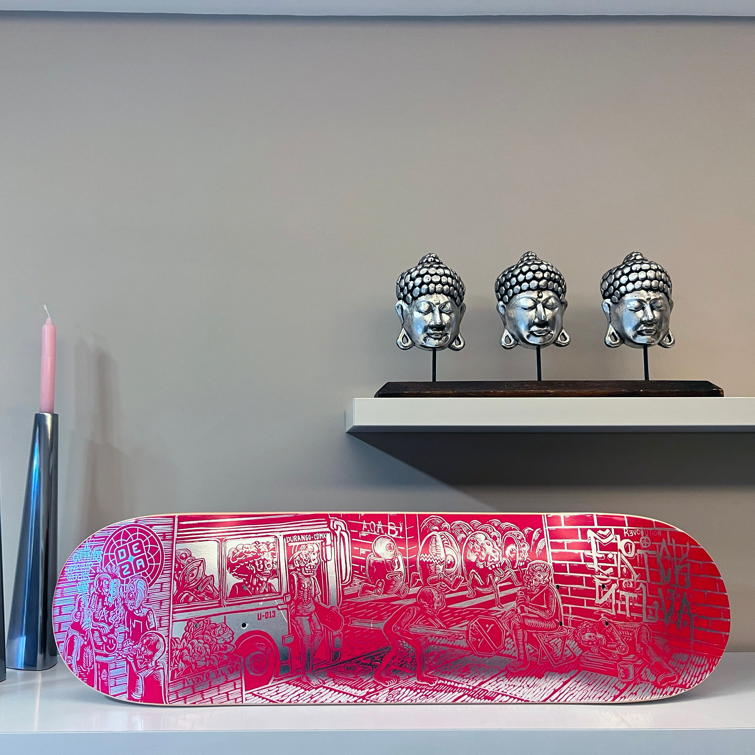 Tableau Peint à La Main – Skateboard Et Jeune Fille – Décoration Murale Personnalisée