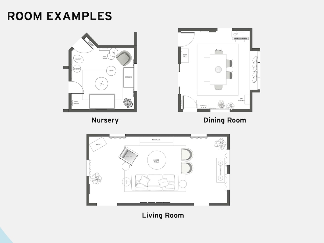 Custom Room Layout Options Interior Design E-design Virtual Interior ...
