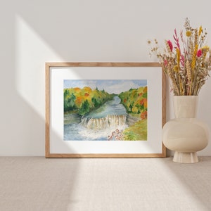 Upper Falls in Autumn, Watercolor Art Print by Elizabeth Manning, Limited Edition, 11x14, 17x22in image 4