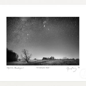 農夫の希望、ジェームズ・マニングによる限定版写真プリント、白黒スターアート、11x14、17 x 22インチ