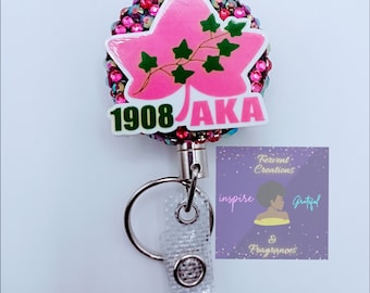 Custom Large Bling AKA Retractable Badge Reel sorority Gifts