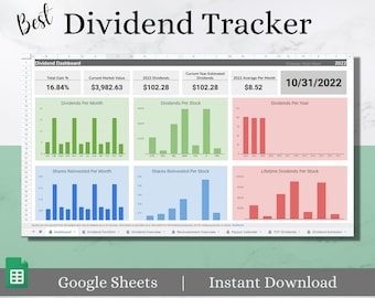 Best Dividend Tracker - 100 positions - Color Coded - Google Sheets