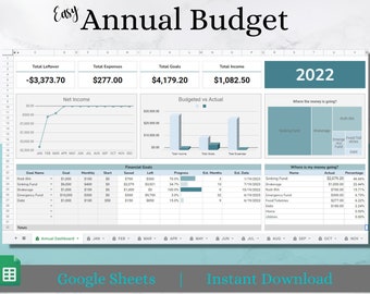 Best Annual Budget - Google Sheets Template - Blue
