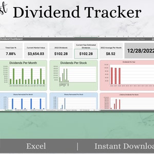 Best Dividend Tracker - Excel - Color Coded