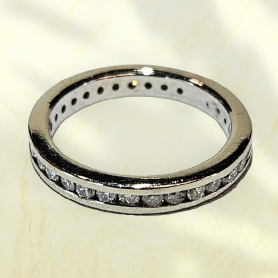 14k White Gold Diamond Channel Set Eternity Ring - image 1