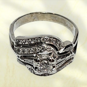 Vintage 14k White Gold Diamond Ring