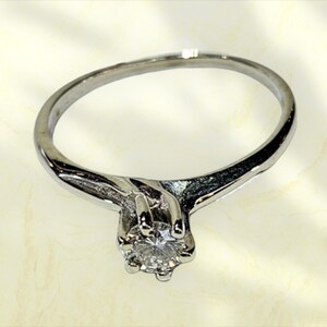 14k White Gold Diamond Solitaire Ring