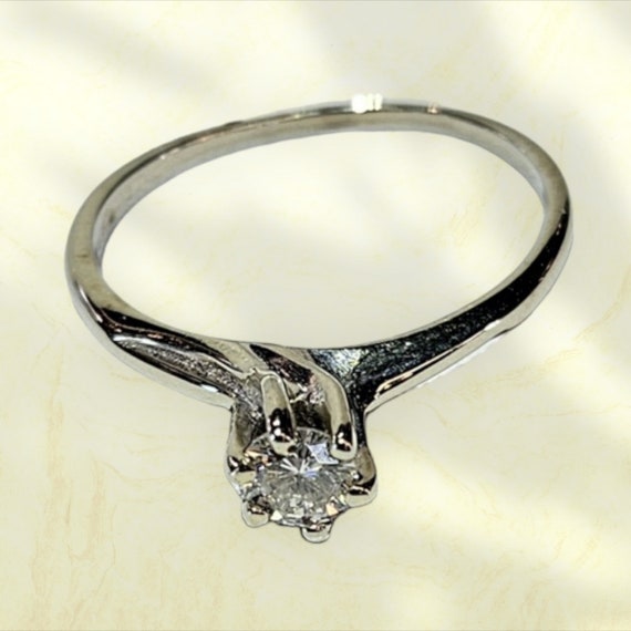 14k White Gold Diamond Solitaire Ring - image 1