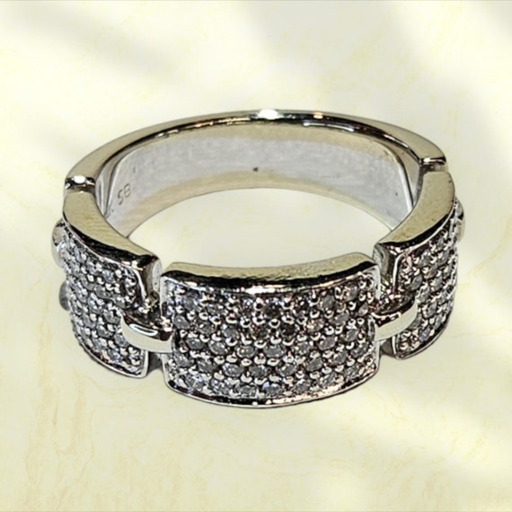 14k White Gold Diamond Pave Band - image 1