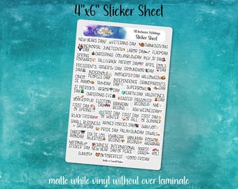US Annual Holiday Tiny Icon Planning Sticker Sheet | 4&quot;x6&quot; Matte Vinyl | Cute Back to School Agenda, Calendar Decoration, Yearly Celebration