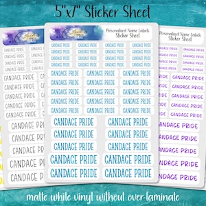 Back to School, Personalized Name Label Stickers | 5x7 Matte Vinyl Sticker Sheet, Choose Font and Color | Daycare, Custom Decal Tags
